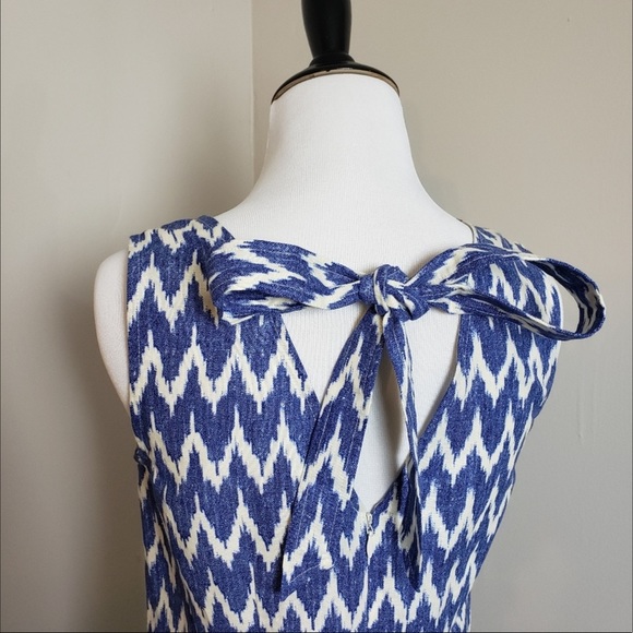J. Crew Zig Zag  Chevron Print Sleeveless Bow Back Dress - Picture 3 of 5